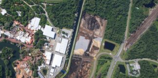 Aerial image of land clearing west of the Magic Kingdom.