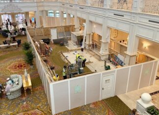 Construction inside the Grand Floridian lobby.