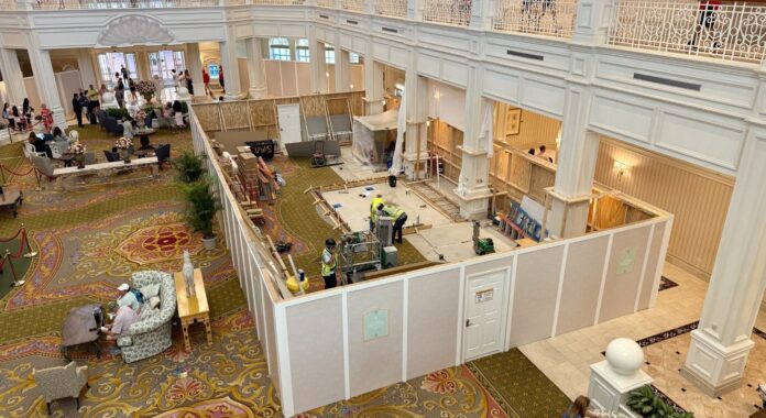 Construction inside the Grand Floridian lobby.