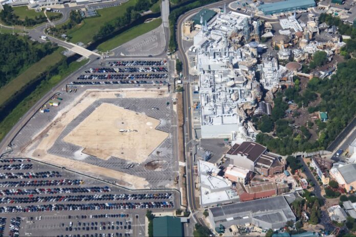 Land being cleared for the Monsters Inc. Door Coaster.