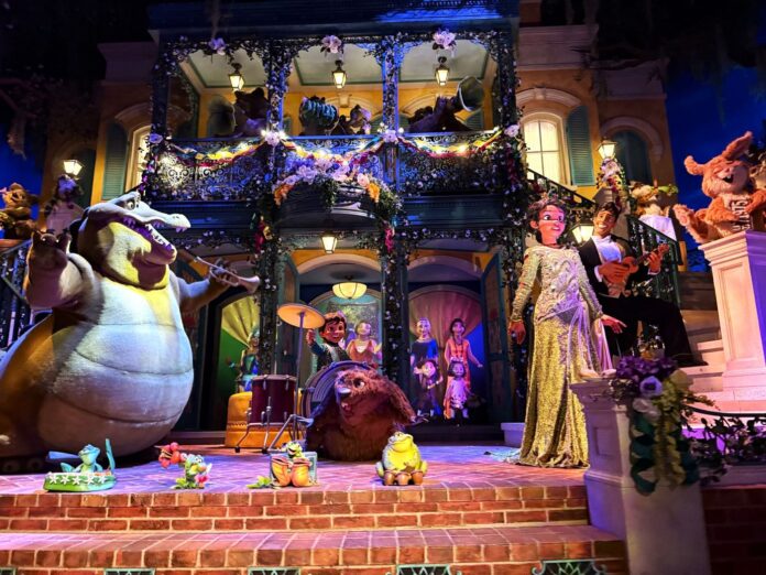 Finale scene in Tiana's Bayou Adventure.