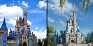 Comparing two color schemes on Cinderella Castle.