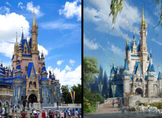 Comparing two color schemes on Cinderella Castle.