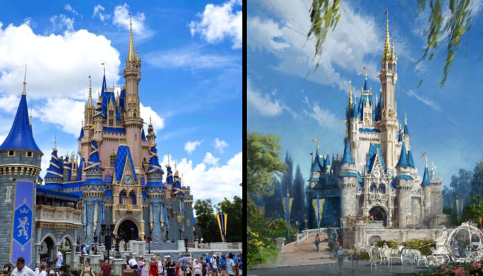 Comparing two color schemes on Cinderella Castle.