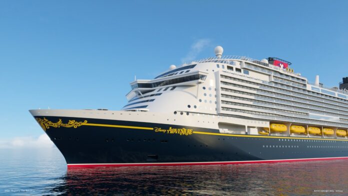 Concept art of the Disney Adventure cruise ship.
