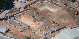 Aerial picture of construction on the Encanto ride at Disney's Animal Kingdom.