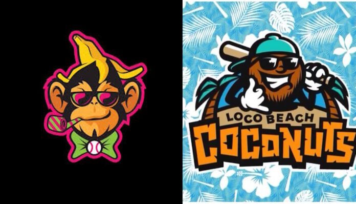 Logos for the Party Animals and Loco Beach Coconuts.