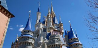 Cinderella Castle Repainting Update: The New Colors Are a Win New paint on the back of Cinderella Castle.