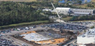 Foundation Work Continues on Monsters Inc. Coaster at Disney’s Hollywood Studios Aerial view of the foundation for the Monsters Inc Door Coaster.