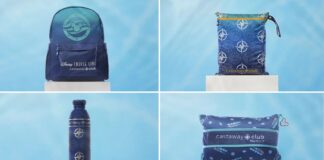 Disney Cruise Line Updates Castaway Club Gifts and Lanyards Blue backpack, wet/dry bag, water bottle, and blanket/pillow combo for Castaway Club members.