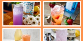 New Summer Drinks Have Arrived at Disney Springs Restaurants Collage of cocktails available at Disney Sprins.