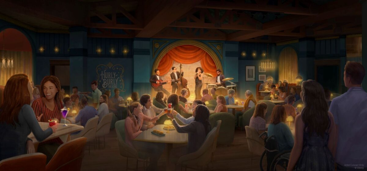 Concept art of Hurly-Burly lounge at Disney's BoardWalk.