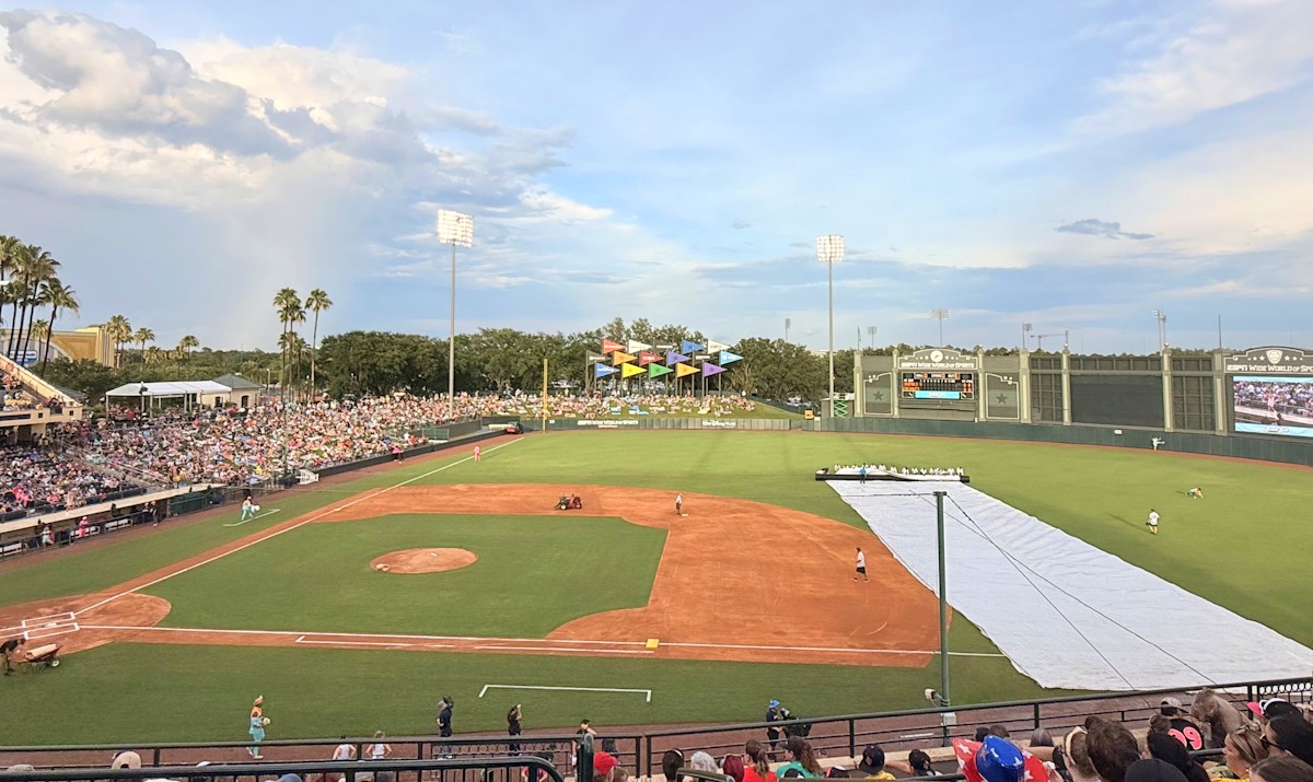 Tarp coming off the field at ESPN's Wide World of Sports.