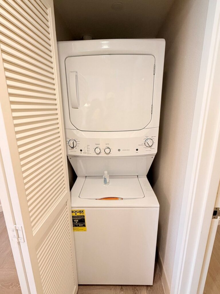Washer and dryer combo in a one-bedroom villa at Disney's BoardWalk.