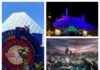 D23 2026: Our Predictions and Hopes for Disney World Announcements Collage of 3 pictures - Figment, Space Mountain, and Villains Land concept art.