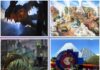The Best and Most Surprising Disney Parks Announcements from D23 2026 Collage of 4 pictures - Expedition Everest Yeti, Cars Ride, Maleficent Coaster, Figment