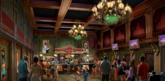 New Concept Art for the Monstropolis Glob Theatre in Hollywood Studios Concept art inside Glob Theatre lobby.